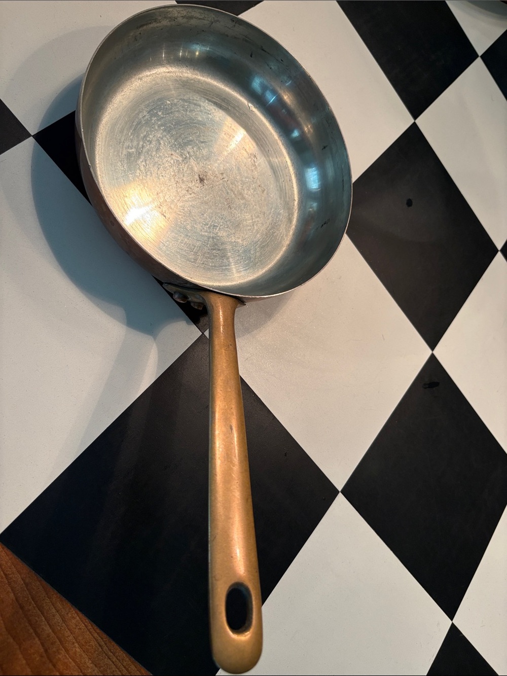 Brass-Handle Stainless Steel Fry Pan - Gold Handle